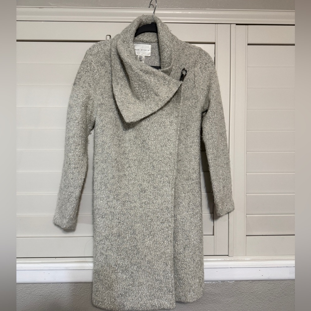 MAX STUDIO ivory gray JACKET Coatigan wool blend